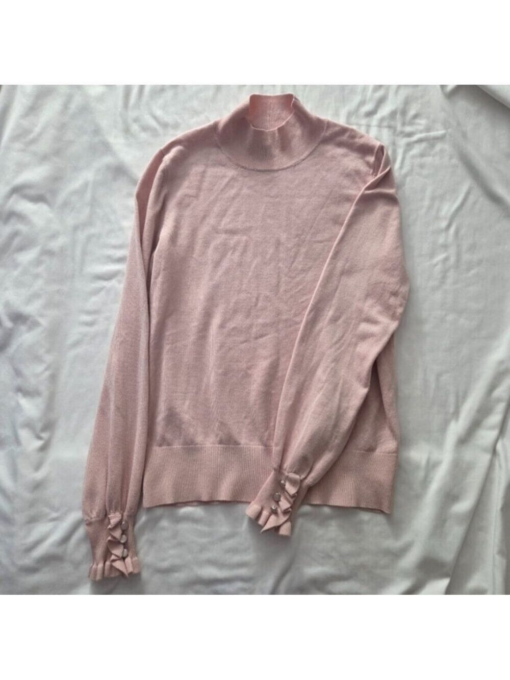 3/ $20 RW&CO Ballet Pink Mock Neck Ruffle Cuff Sweater Small